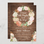 Floral pompoen rustiek hout krans Baby shower Kaart (Voorkant / Achterkant)