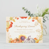 Floral pompoen zonnebloem Thanksgiving diner Kaart (Staand voorkant)