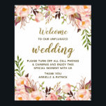 Floral Pony Pink Unplugged Wedding Sign Poster<br><div class="desc">Floral Pony Pink Unplugged Wedding Sign - 8 x 10 inch groot. Plaats dit mooie pony-teken in een lijst van je keuze om gasten beleefd te informeren zodat ze zich niet mengen in het werk van je trouwfotograaf.</div>