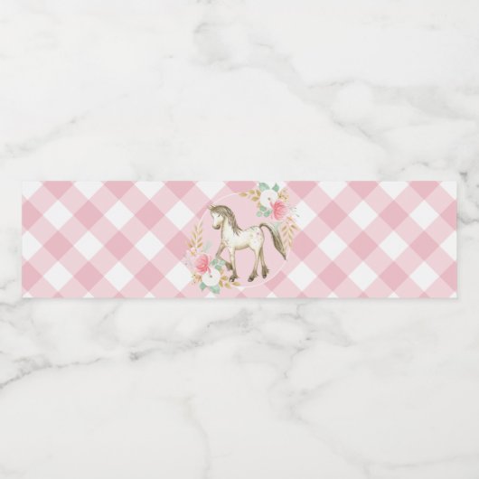  Floral Pony Verjaardagsfeestlabels Waterfles Etiket (Enkel label)