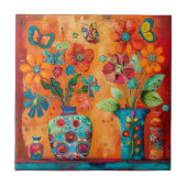 Floral Pop Art Keramische Tegel Tegeltje (Voorkant)