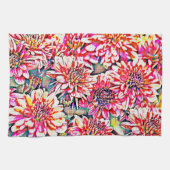 Floral Pop Art Pink Kitchen Towel Theedoek (Horizontaal)