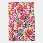 Floral Pop Art Pink Kitchen Towel Theedoek (Verticaal)
