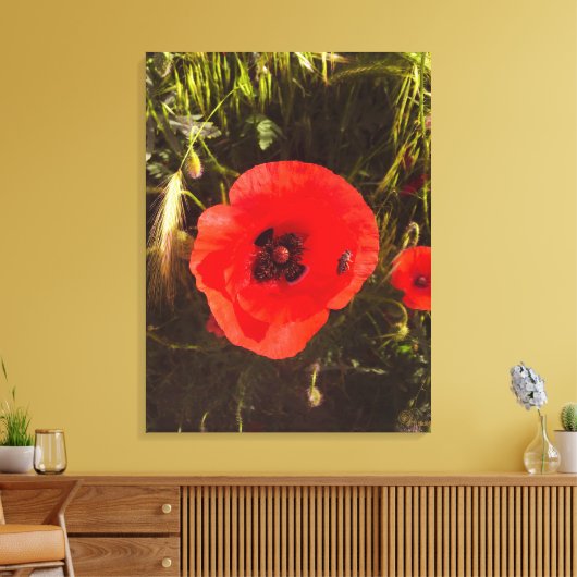 Floral Poppy Dreamer – Botanical Fantasy Art  Canvas Afdruk (Insitu (Woonkamer))