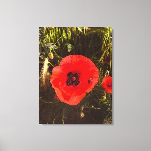 Floral Poppy Dreamer – Botanical Fantasy Art Canvas Afdruk (Voorkant)