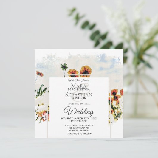 *~* Floral Poppy Field Painting AR9 uitnodiging (Staand voorkant)