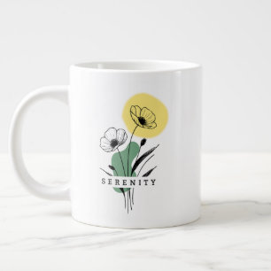 Floral Poppy Serenity Coffee Mok Line Art Eid
