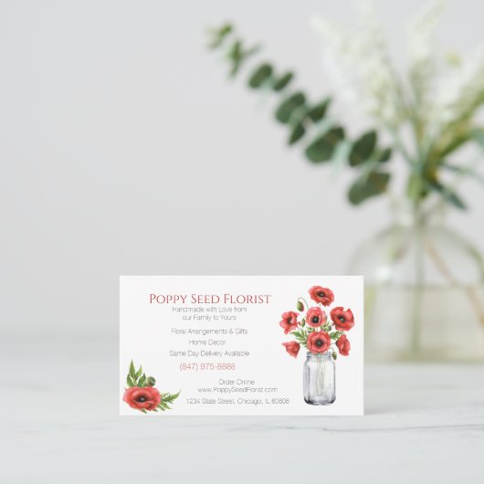 Floral Poppy Visitekaartje (Staand voorkant)