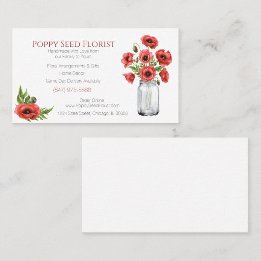 Floral Poppy Visitekaartje (Voorkant / Achterkant)