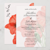 Floral Poppy Wedding Aankondiging Kaart V2 (Voorkant / Achterkant)