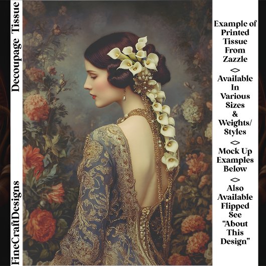 Floral Portrait & Calla Lillies EZ9L Decoupage Tissuepapier