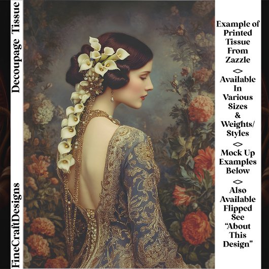 Floral Portrait & Calla Lillies EZ9R Decoupage Tissuepapier