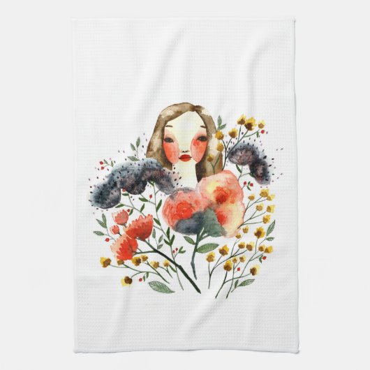 Floral Portrait Kitchen Towel Theedoek (Verticaal)