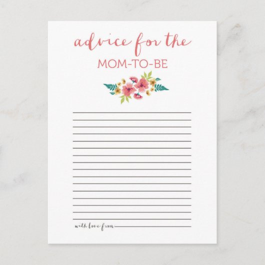Floral Posies Baby shower Advice Kaart (Voorkant)
