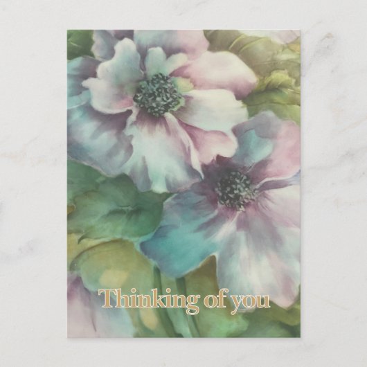 Floral Postcard Thinking Of You Briefkaart (Voorkant)