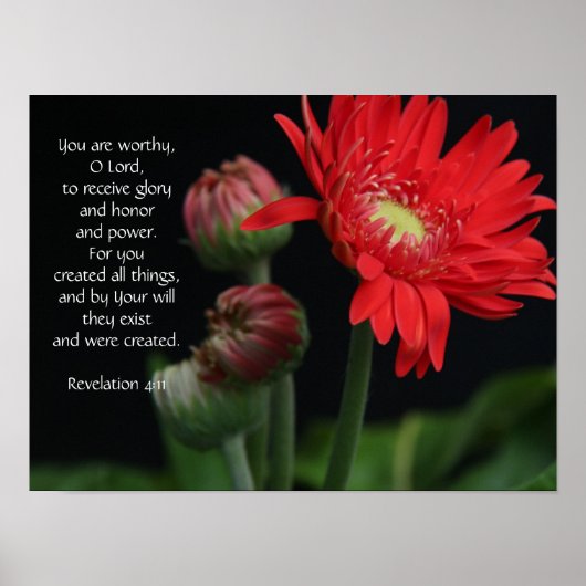 Floral Poster met Bijbelvers (revisie 4:11) (Voorkant)