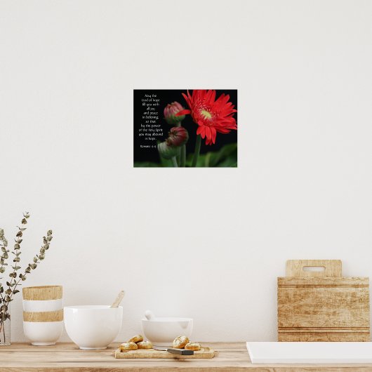 Floral Poster met Bijbelversum over hoop en geloof (Keuken)
