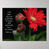 Floral Poster met Bijbelversum over lof voor geloo (Voorkant)