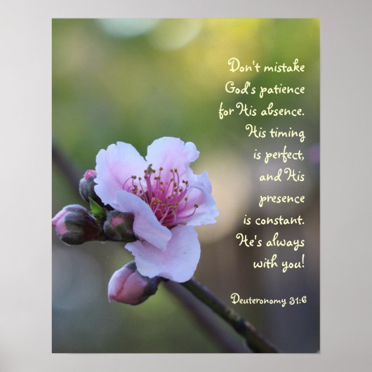 Floral Poster w Verse uit Deuteronomy 31:6 (Voorkant)
