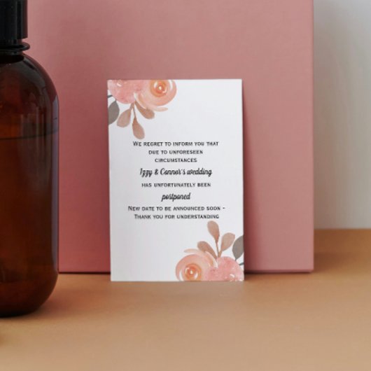 Floral Postponed Wedding Briefkaart