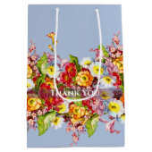  Floral Powder Blue Spring Primroses Cute Medium Cadeauzakje (Achterkant)