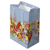  Floral Powder Blue Spring Primroses Cute Medium Cadeauzakje (Achterkant Gekanteld)