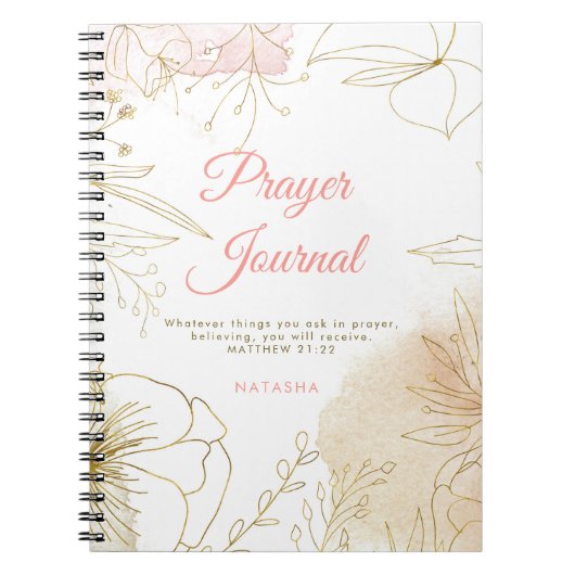 Floral Prayer Journal, met als illustratie roze en Notitieboek (Voorkant)