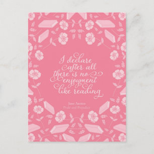 Floral Pride & Prejudice Jane Austen Bookish Quote Briefkaart
