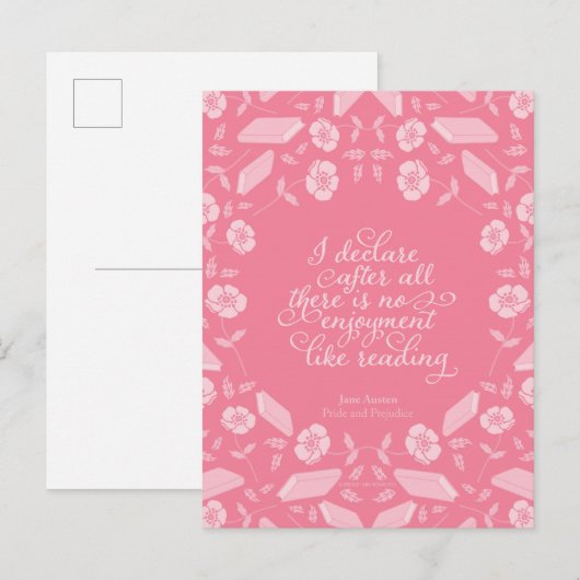 Floral Pride & Prejudice Jane Austen Bookish Quote Briefkaart (Voorkant / Achterkant)