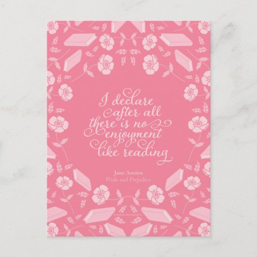 Floral Pride & Prejudice Jane Austen Bookish Quote Briefkaart (Voorkant)