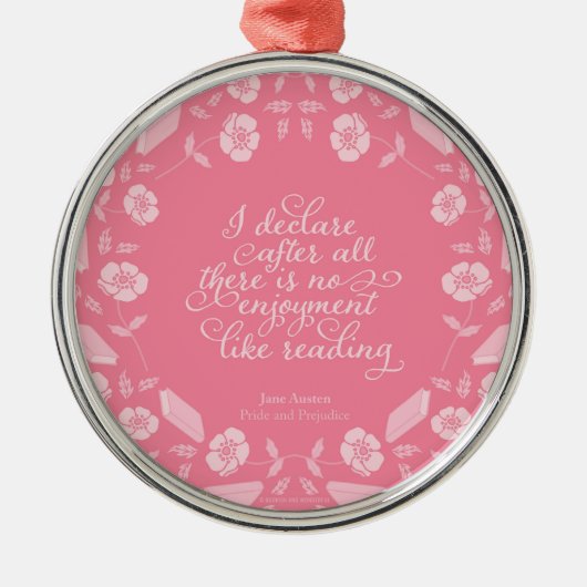 Floral Pride & Prejudice Jane Austen Bookish Quote Metalen Ornament (Voorkant)