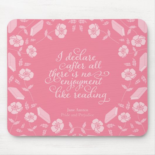 Floral Pride & Prejudice Jane Austen Bookish Quote Muismat (Voorkant)