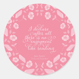 Floral Pride & Prejudice Jane Austen Bookish Quote Ronde Sticker