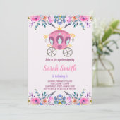 Floral Princess Carriage Uitnodiging voor verjaard (Staand voorkant)