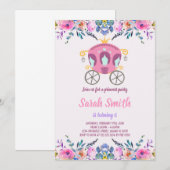 Floral Princess Carriage Uitnodiging voor verjaard (Voorkant / Achterkant)