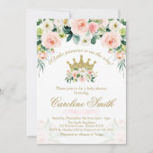 Floral Princess Gold Crown Baby shower Uitnodiging (Voorkant)