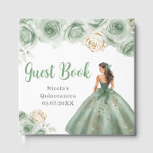 Floral Princess in a Sage Green Dress Quinceanera Gastenboek (Voorkant)