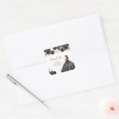 Floral Princess in Black Dress Sweet Sixteen Vierkante Sticker (Envelop)