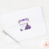 Floral Princess in Dark Purple Dress Sweet Sixteen Vierkante Sticker (Envelop)