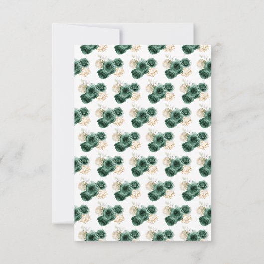 Floral Princess in een donkergroene jurk Maaltijdk RSVP Kaartje (Achterkant)