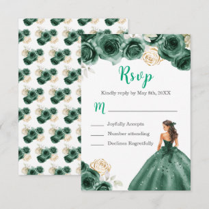 Floral Princess in een donkergroene jurk RSVP Kaartje