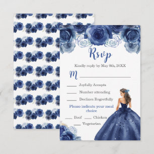 Floral Princess in een Navy Blue Dress Maaltijdkeu RSVP Kaartje