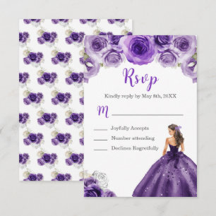 Floral Princess in een Paarse jurk RSVP Kaartje
