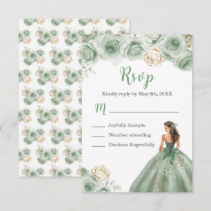 Floral Princess in een Sage Green Dress Maaltijdke RSVP Kaartje
