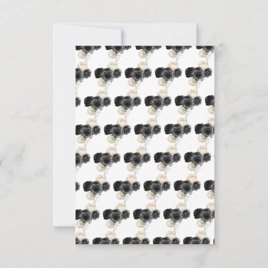 Floral Princess in een zwarte jurk Maaltijdkeuze RSVP Kaartje (Achterkant)