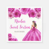 Floral Princess in Hot Pink Dress Sweet Sixteen Servet (Voorkant)