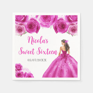 Floral Princess in Hot Pink Dress Sweet Sixteen Servet