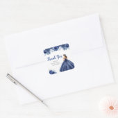 Floral Princess in Navy Blue Dress Sweet Sixteen Vierkante Sticker (Envelop)