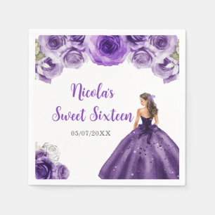 Floral Princess in Paarse jurk Sweet Sixteen Servet