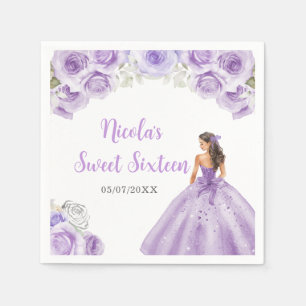 Floral Princess in Paarse jurk Sweet Sixteen Servet